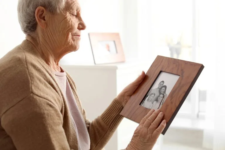 Photo of woman looking nostalgic